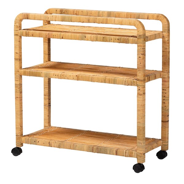 Bali & Pari Delphine Modern Bohemian Natural Rattan Kitchen Cart 239-13429-ZORO - main